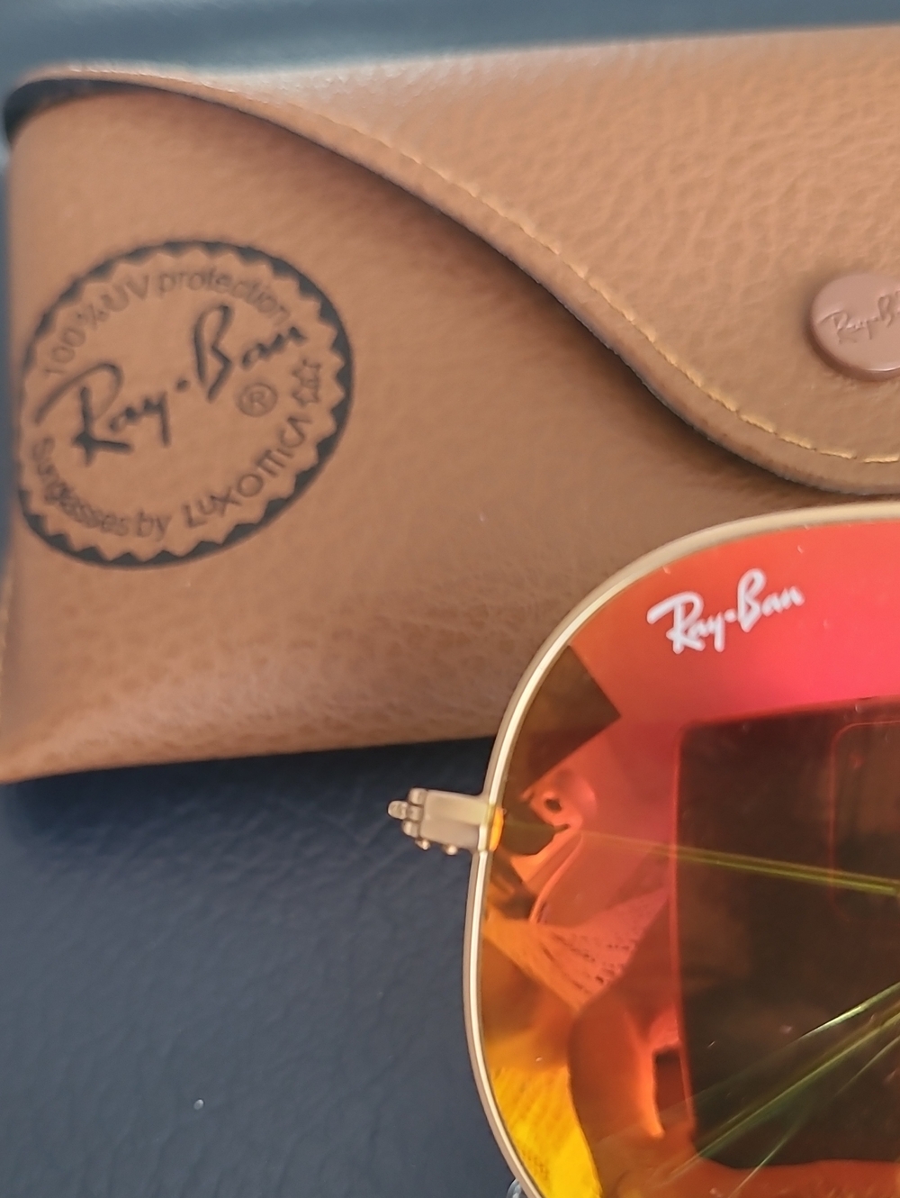 Ray Ban Orange/Red Mirrored Aviator Flash - Picture 2 of 4